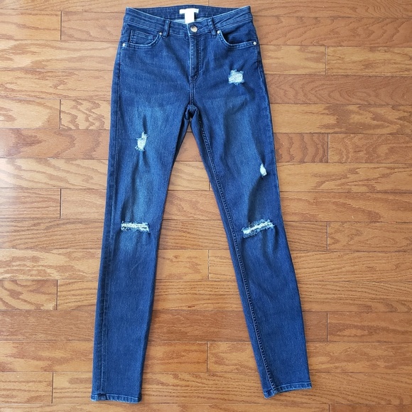 H&M Denim - H&M High Waist Distressed Skinny Jeans